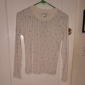 NWT WeWoreWhat | Ivory and Red Striped Floral Long Sleeve Top